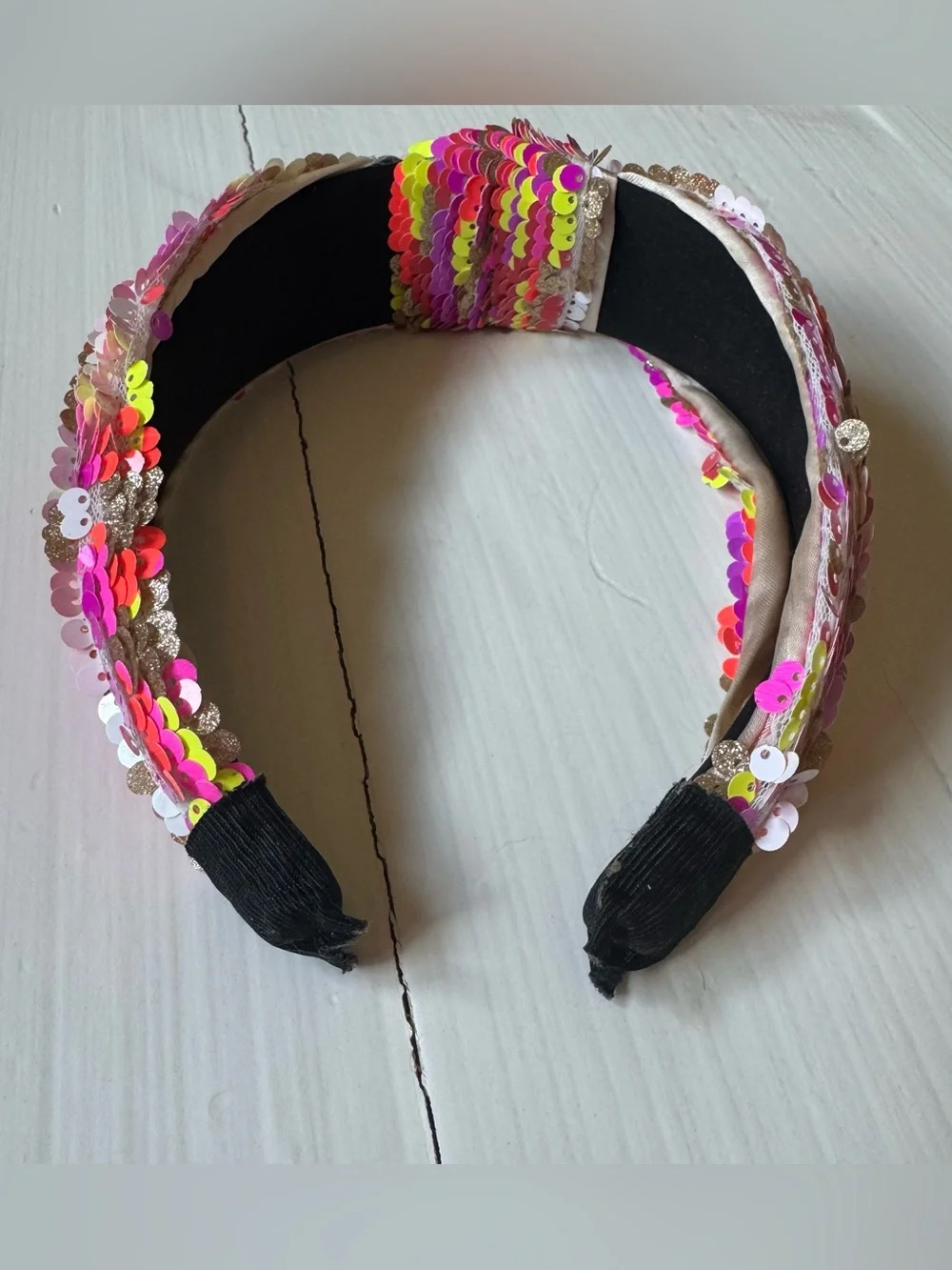 ✨ Boutique Neon Sequin Knotted Headband Pink Gold Lime Statement Girls Women